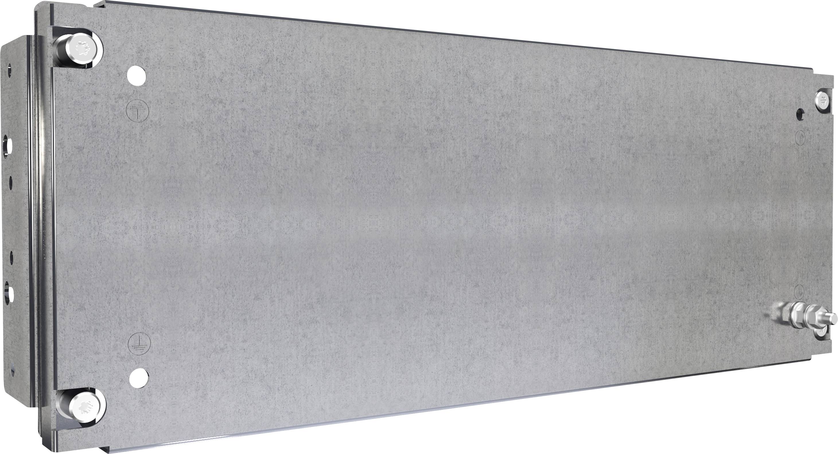 Metallisches Bauteil mit Schrauben an den Rändern.