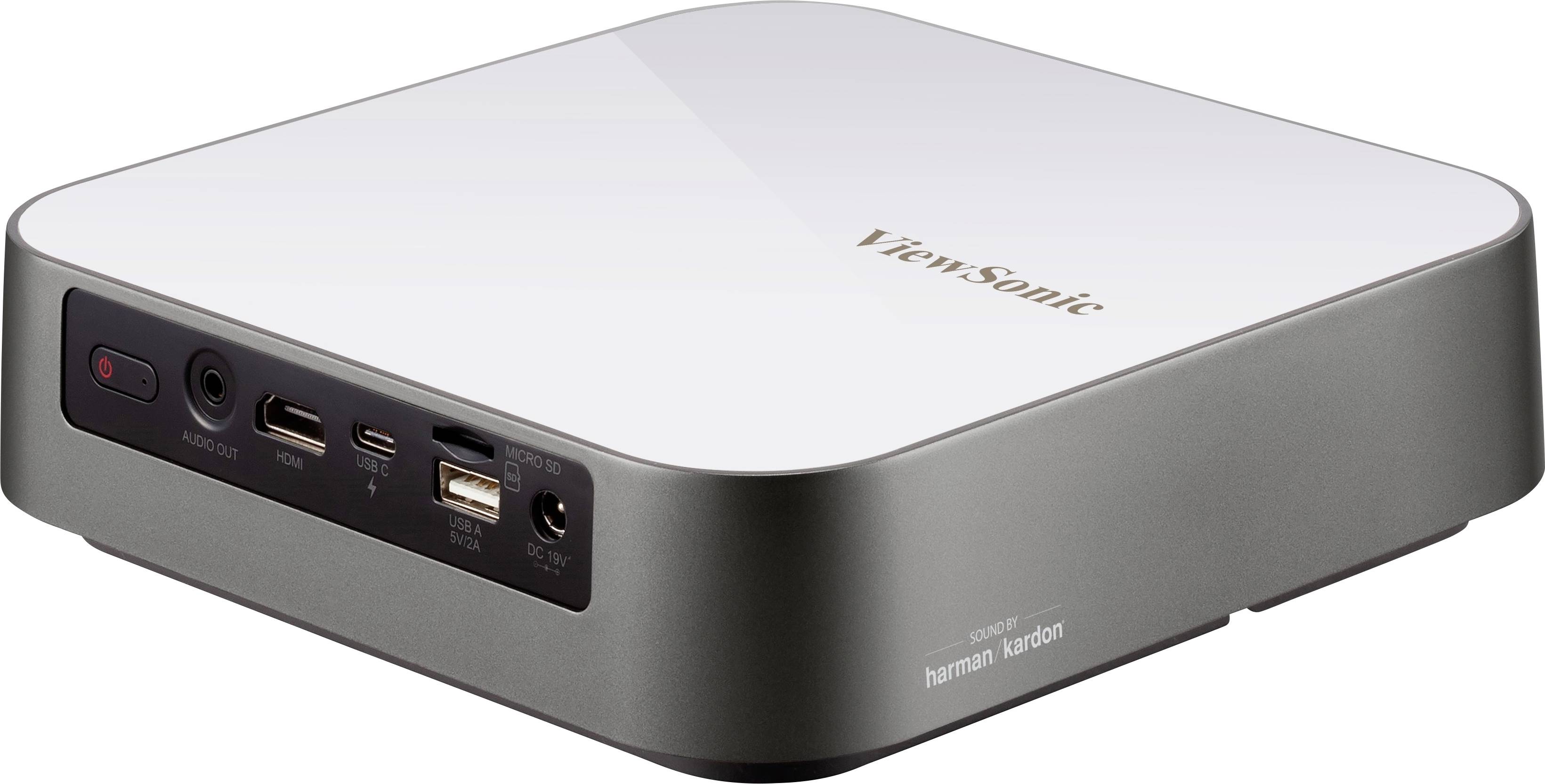 Viewsonic Beamer M2E LED 1000 lm 1920 x 1080 Full HD Direct Power on/off, Full HD, Integrierter Lautsprecher, Micro-USB Typ-C, WLAN, mit