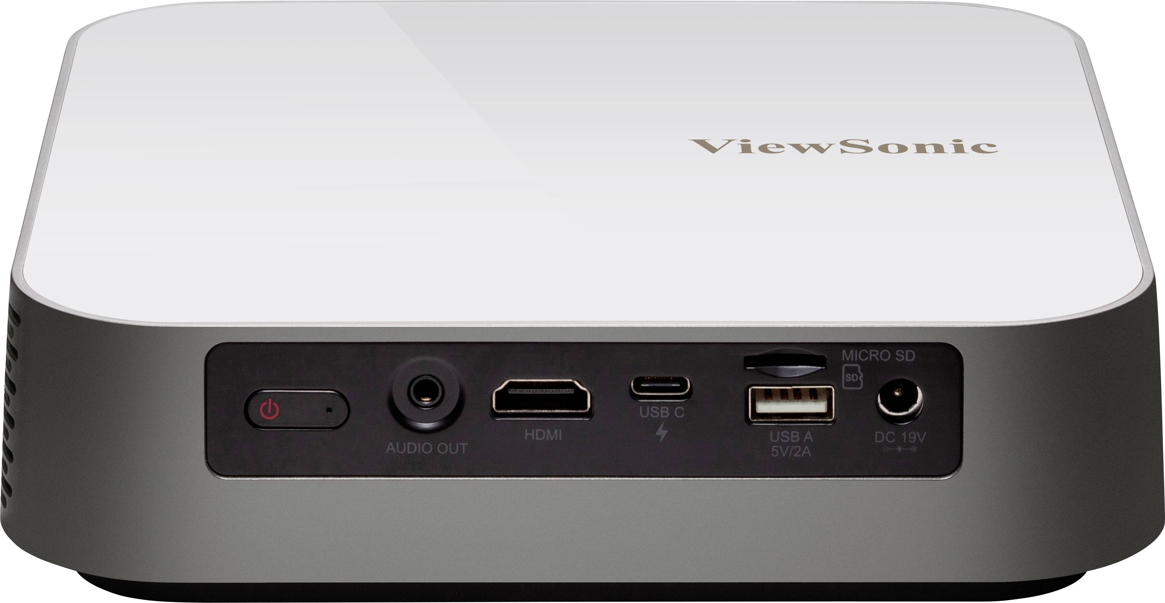 Viewsonic Beamer M2E LED 1000 lm 1920 x 1080 Full HD Direct Power on/off, Full HD, Integrierter Lautsprecher, Micro-USB Typ-C, WLAN, mit