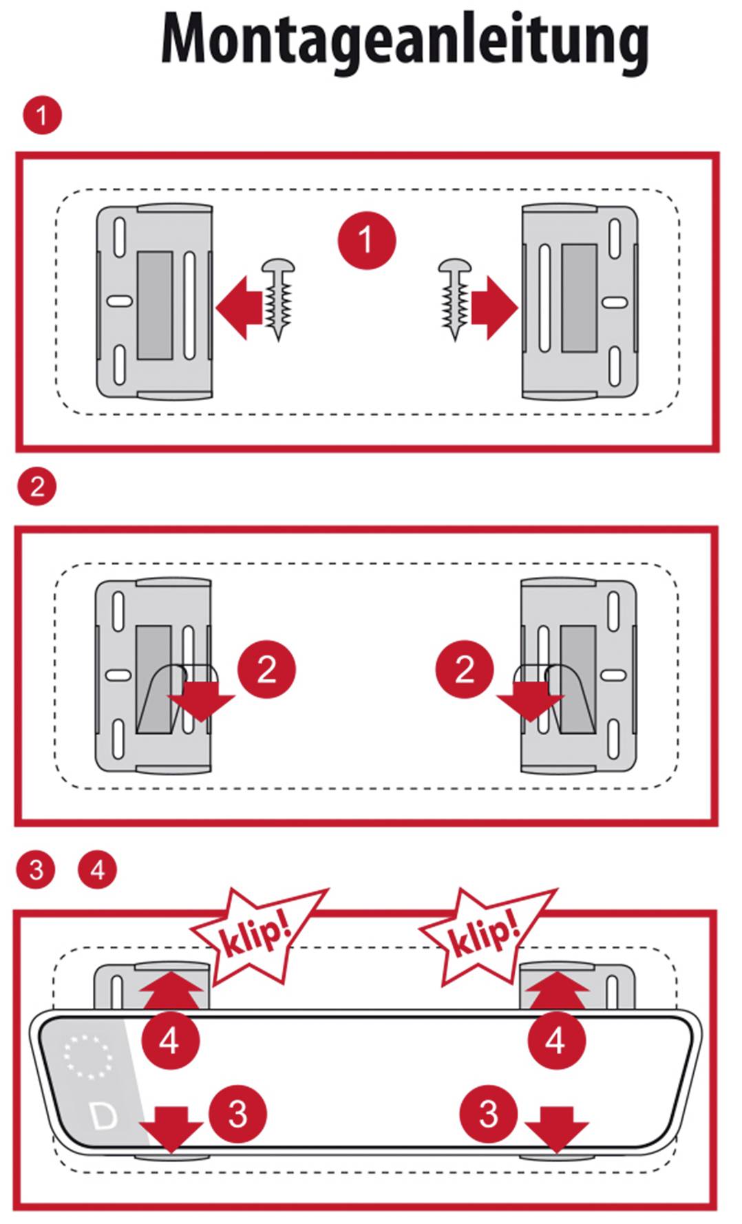 Eufab Kennzeichenhalter (L x B x H) 2 x 16 x 27 cm