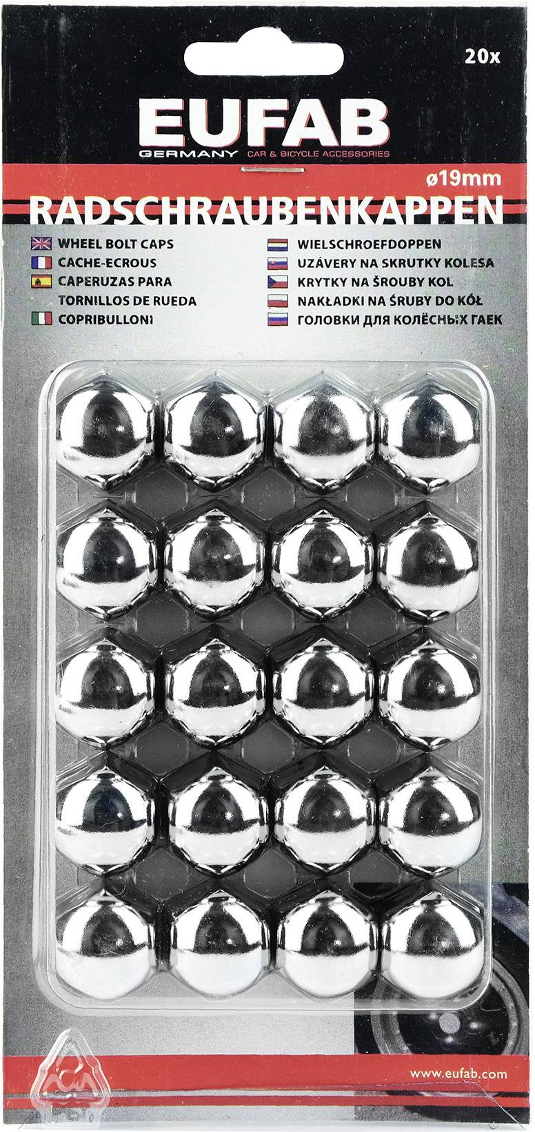 Eufab Radschraubenkappe Passend für (Schraubengröße) 19mm Chrom Metall
