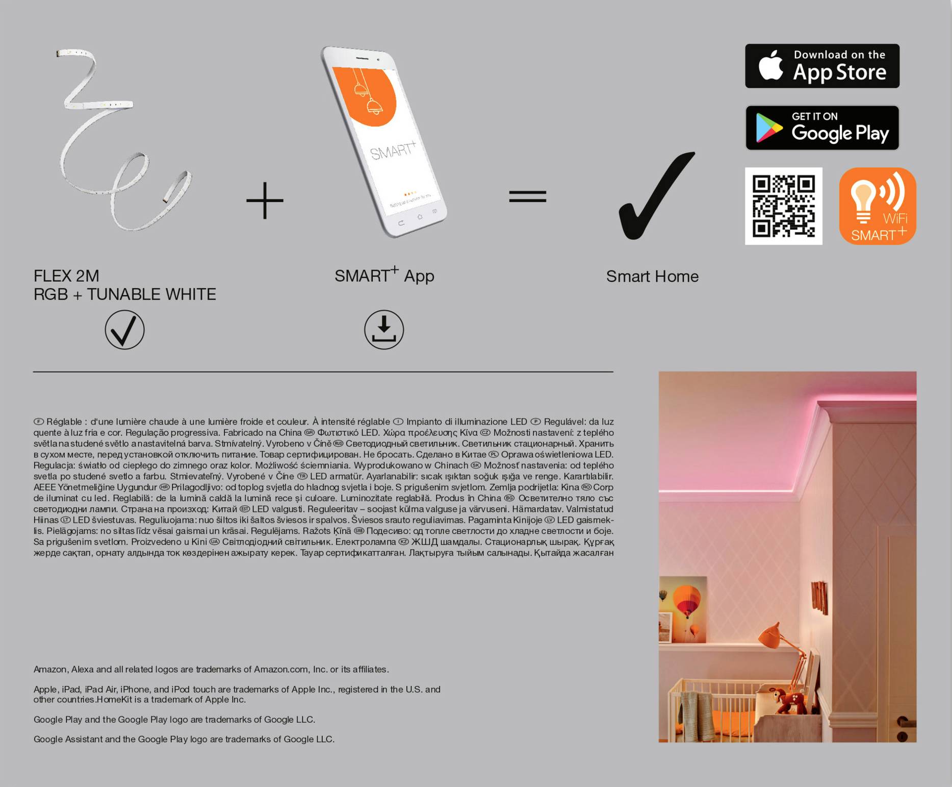 LEDVANCE SMART WIFI FLEX 2M RGBTW LEDV 4058075515932 LED-Streifen-Basisset mit Stecker 230 V 2 m RG