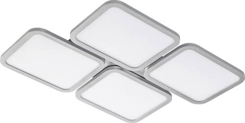 WOFI Reev 4flg 9488.04.70.8000 LED-Deckenleuchte Silber 30W App steuerbar, Dimmbar, Mit Fernbedienun