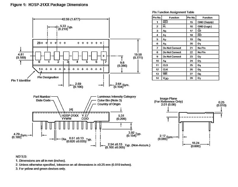 Broadcom Alphanumerische Segment-Anzeige Schwarz 6.96mm HDSP-2112 