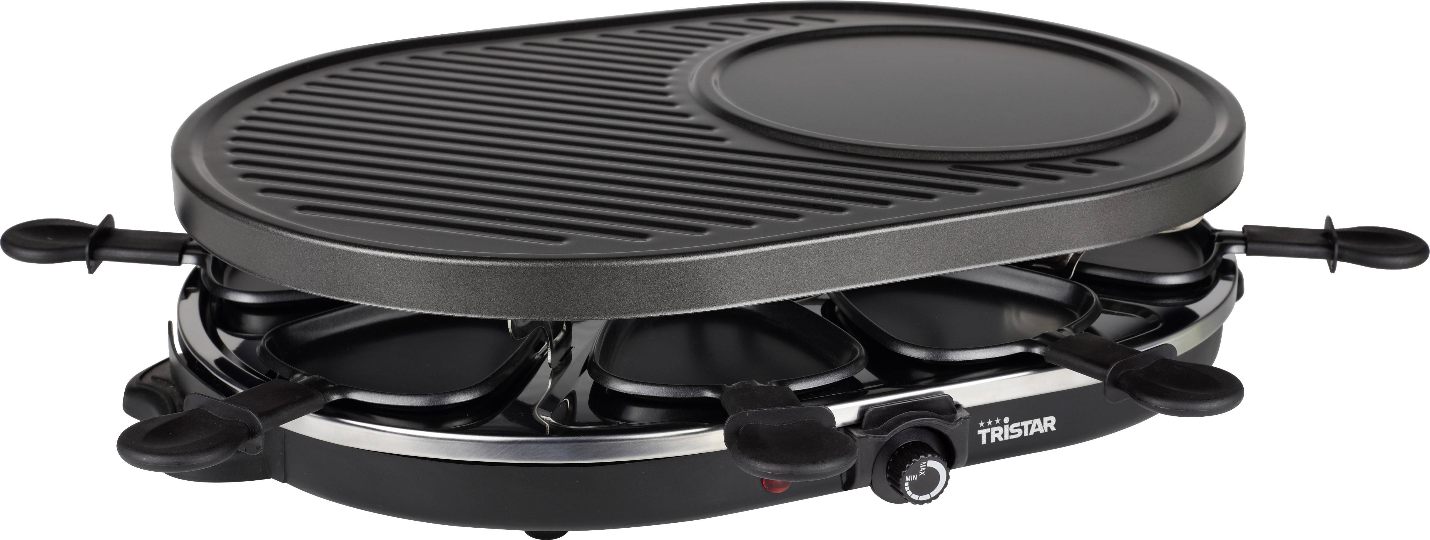 Tristar RA-2996 Raclette 8 Pfännchen, Antihaftbeschichtung, Kontrollleuchte Schwarz