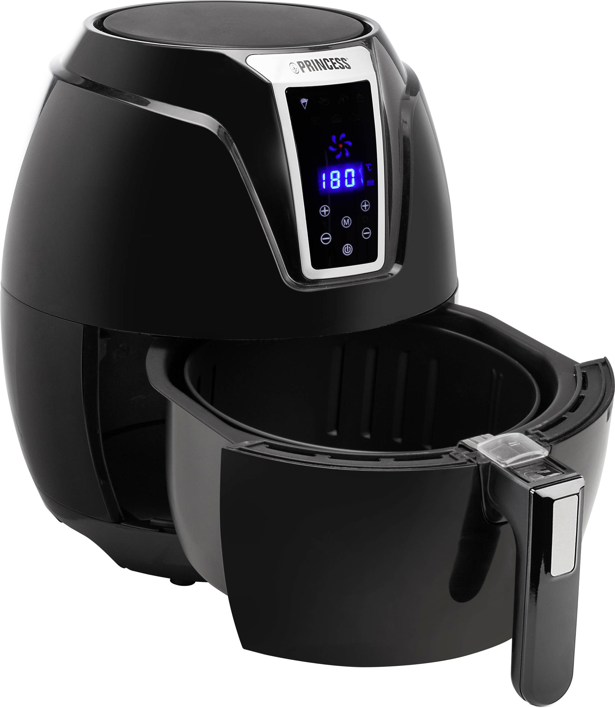 Princess 01.182021.01.001 Heißluft-Fritteuse 3.2l 1400W mit Display, Antihaftbeschichtung, Timerfunktion Schwarz