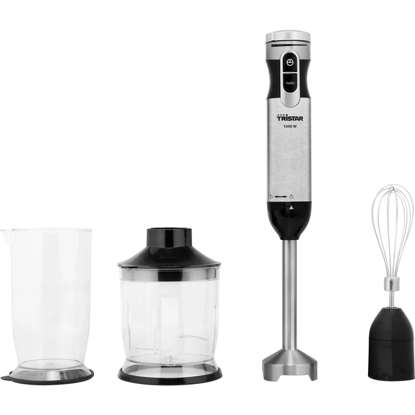 Tristar MX-4829 Stabmixer 1000W mit Messbecher, stufenlose Geschwindigkeitseinstellung, Turbofunktion Edelstahl, Schwarz Tristar MX-4829 Stabmixer 1000W mit Messbecher, stufenlose Geschwindigkeitseinstellung, Turbofunktion Edelstahl, Schwarz
