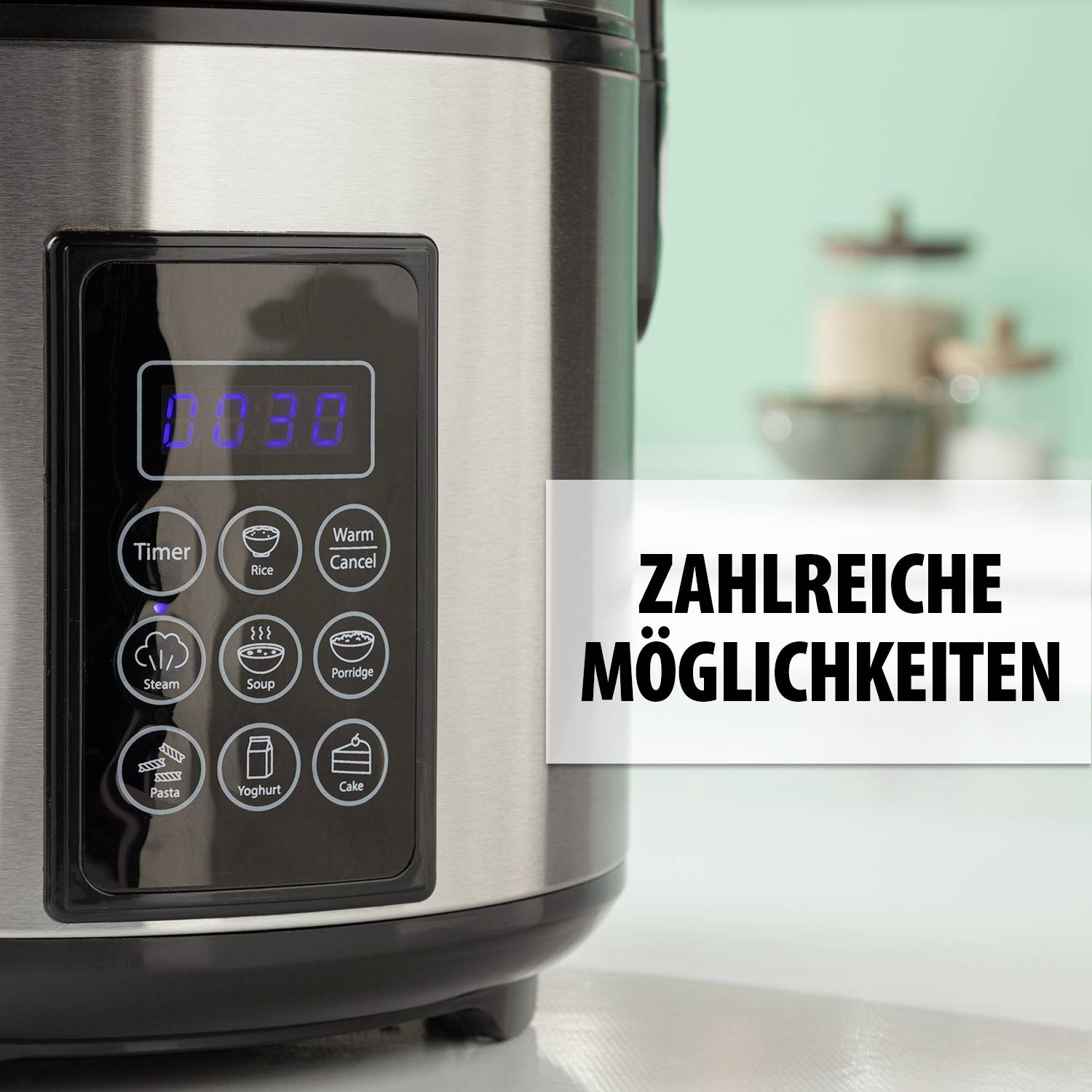 Tristar RK-6138 Dampfgarer mit Display, Reiskochfunktion, Antihaftbeschichtung, mit Messbecher, Tim