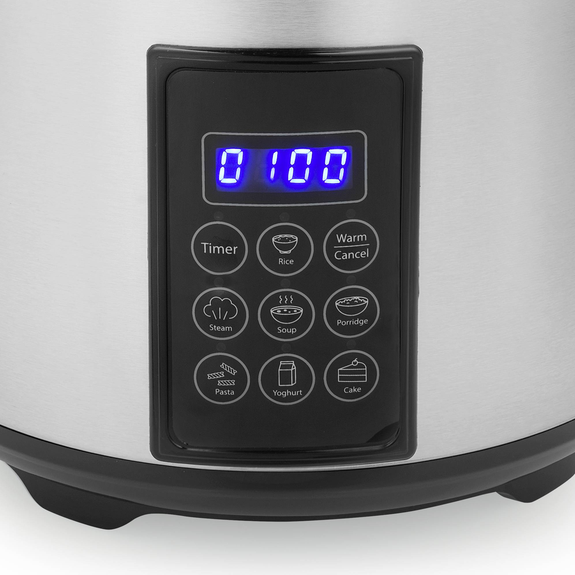 Tristar RK-6138 Dampfgarer mit Display, Reiskochfunktion, Antihaftbeschichtung, mit Messbecher, Timerfunktion Stahl