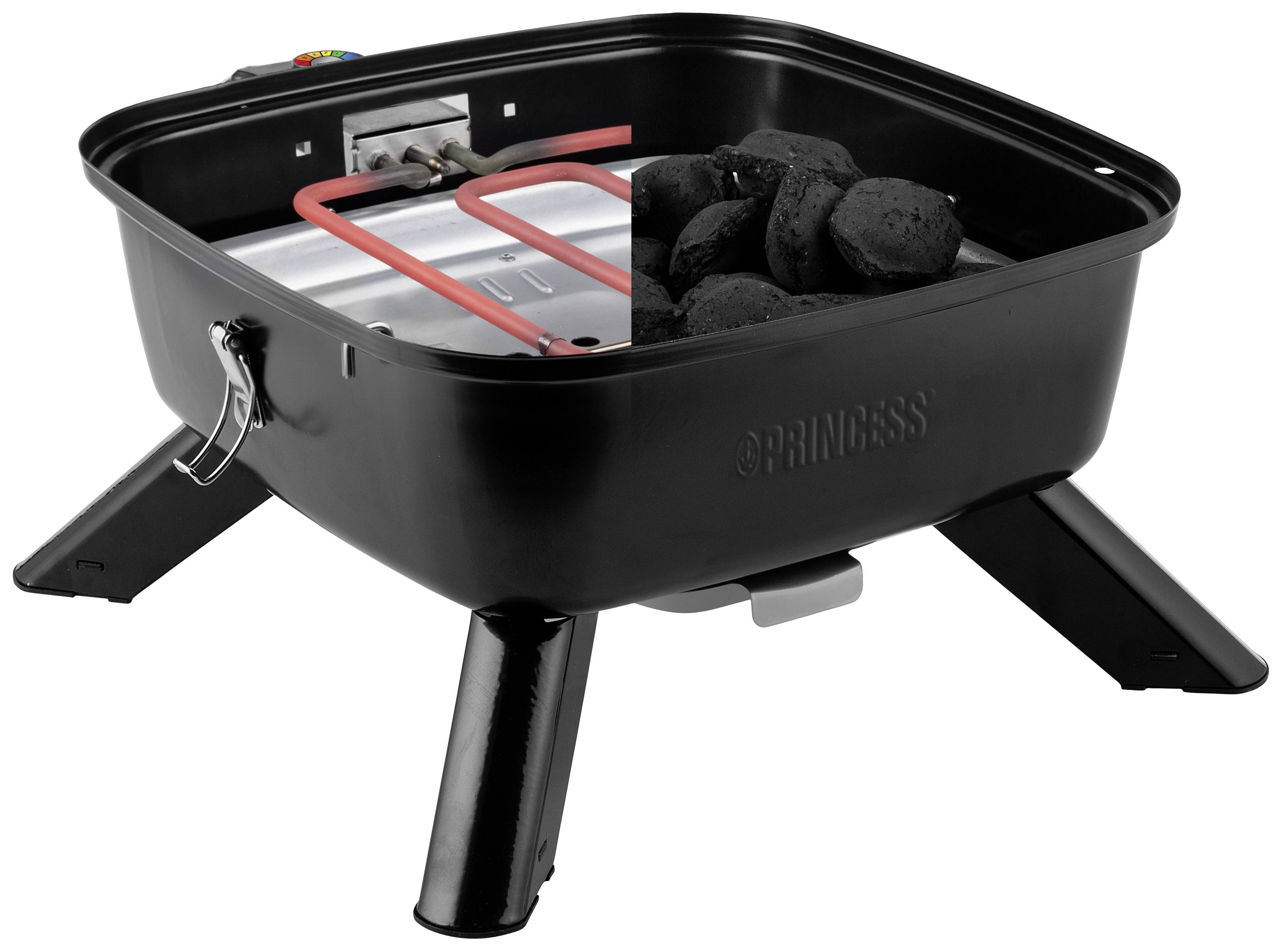 Princess 01.112256.01.001 Elektro, Holzkohle Grill Thermometer im Deckel Schwarz