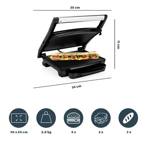 Princess 01.112425.01.001 Elektro Panini Grill Antihaftbeschichtung, Kontrollleuchte, klappbar Schwarz Princess 01.112425.01.001 Elektro Panini Grill Antihaftbeschichtung, Kontrollleuchte, klappbar Schwarz