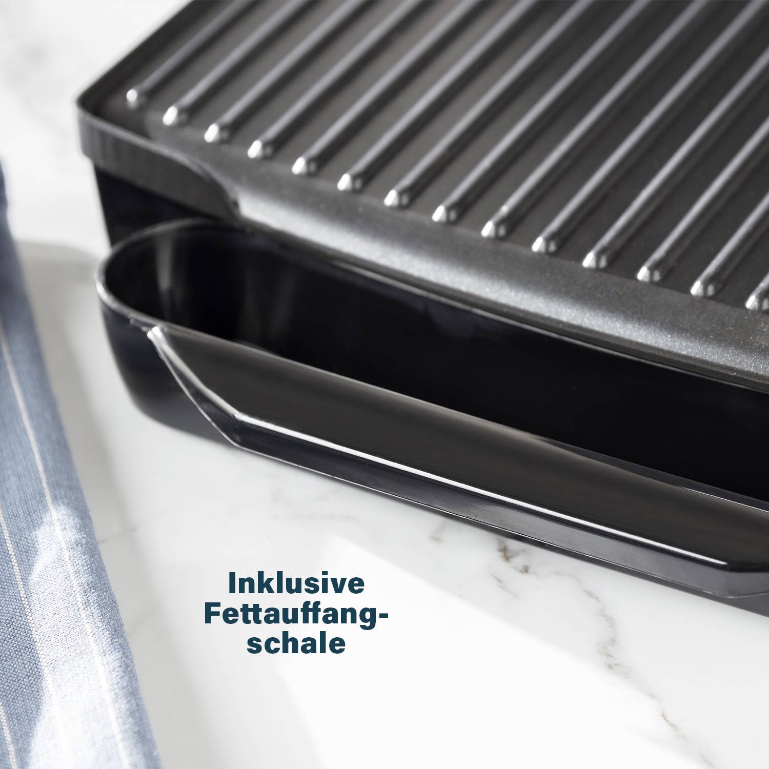 Princess 01.112425.01.001 Elektro Panini Grill Antihaftbeschichtung, Kontrollleuchte, klappbar Schwarz