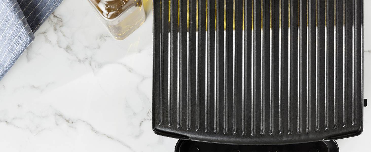 Princess 01.112425.01.001 Elektro Panini Grill Antihaftbeschichtung, Kontrollleuchte, klappbar Schwarz