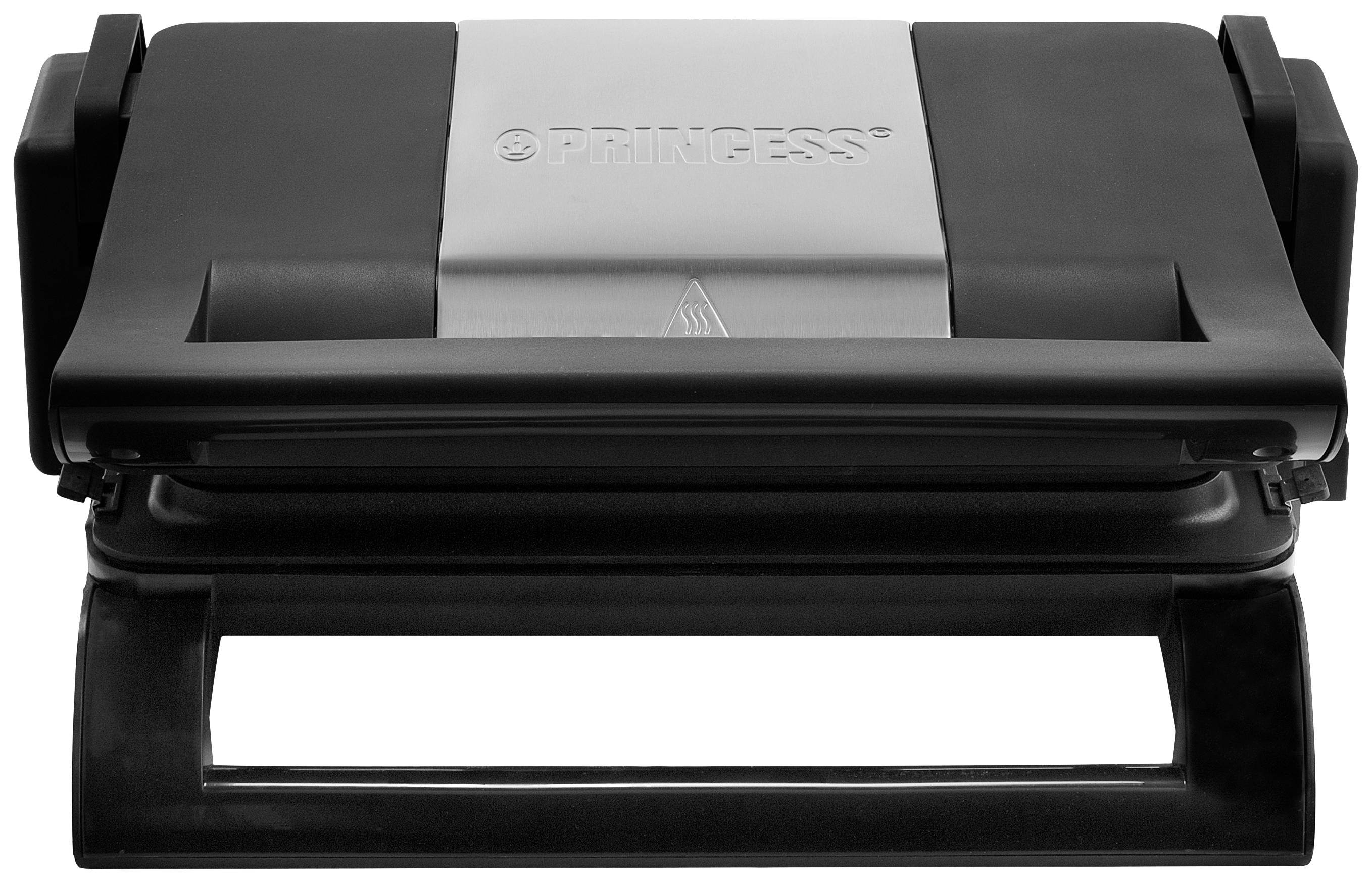 Elektrisches Tischgrillgerät in geschlossener Position, geeignet zum Grillen oder Toasten von Lebensmitteln.