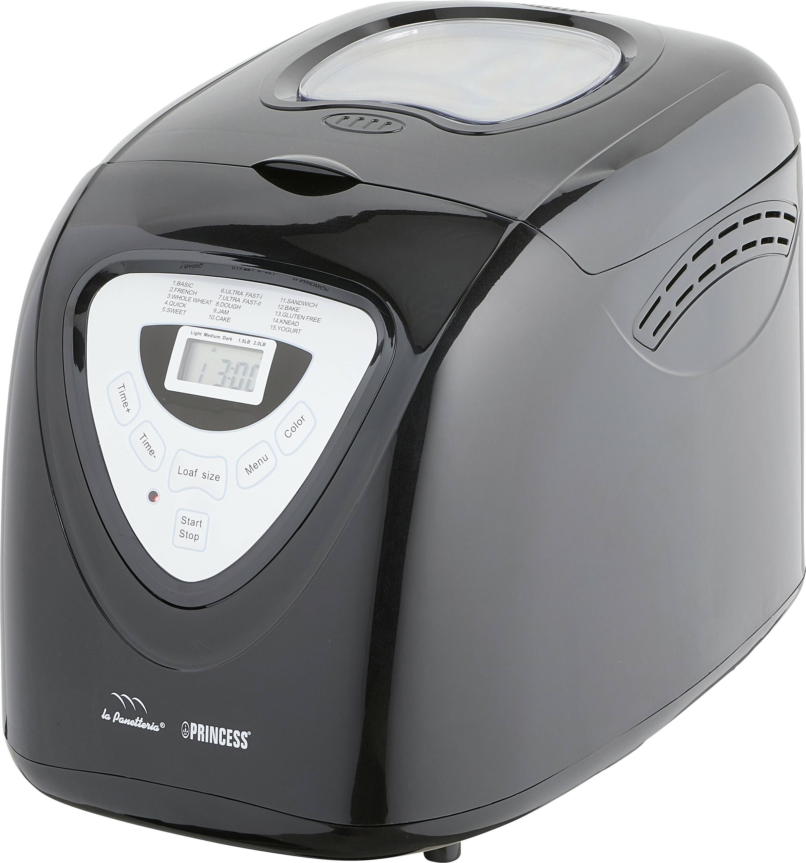 Princess 01.152009.01.001 Brotbackautomat Timerfunktion, Antihaftbeschichtung, mit Messbecher, mit Display 900 g Schwarz