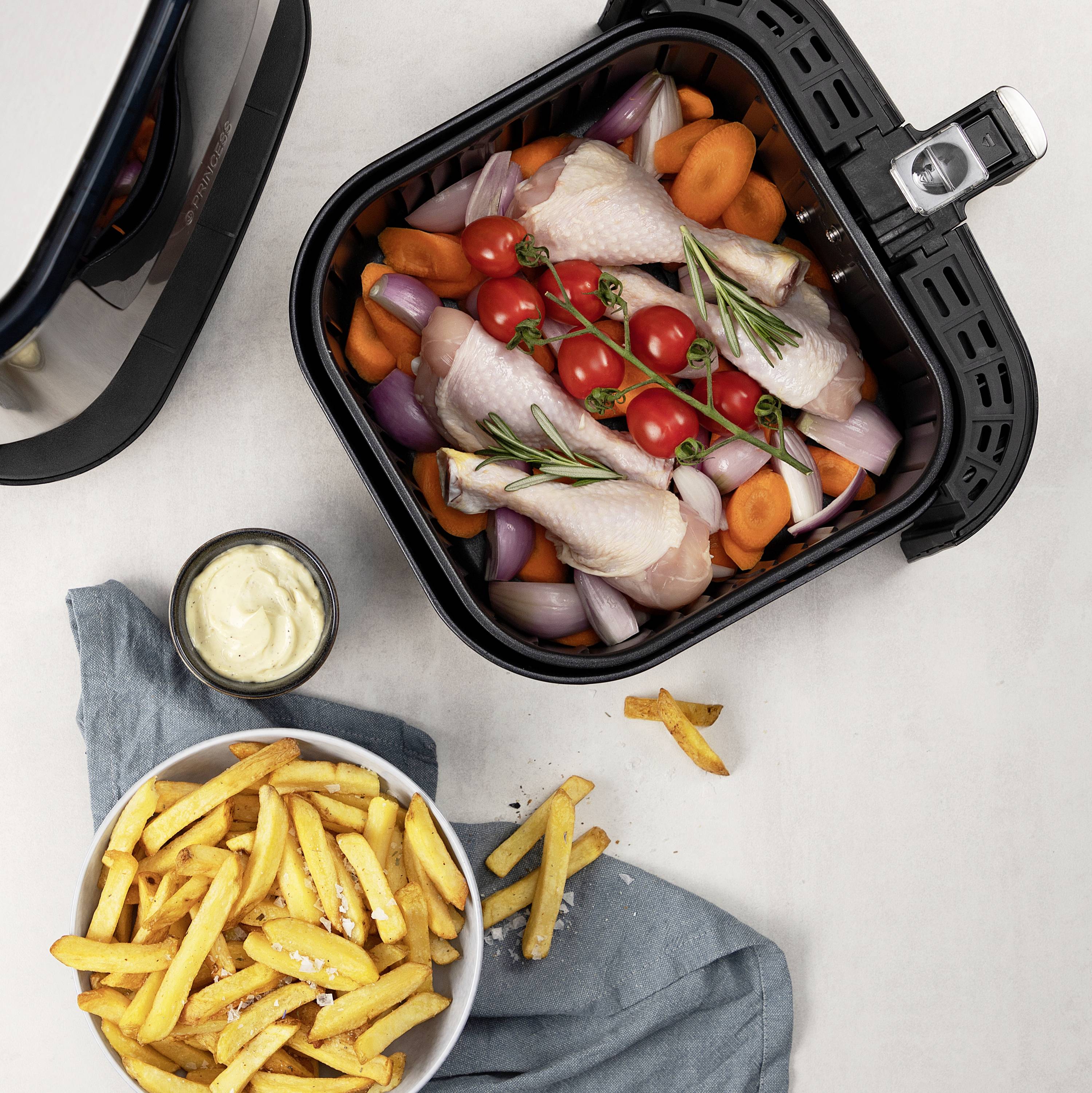 Princess 01.182060.01.001 Heißluft-Fritteuse 5.5l 1700W Antihaftbeschichtung, Timerfunktion, Überhitzungsschutz, mit Display