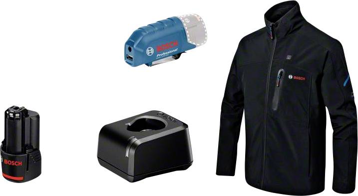 Bosch Professional 06188000G1 Beheizbare Jacke GHJ 12 + 18 V XA Kleider-Größe: XXL Schwarz