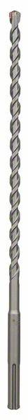 Ein grauer Spiralbohrer aus Metall, zylindrisch und lang, geeignet für Bohrarbeiten in Beton oder Ziegel.