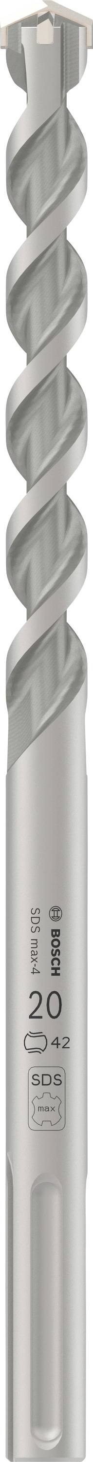 Nahaufnahme eines silbernen Bohrers mit spiralförmigen Rillen und der Prägung '25 CT SDS-Max'.