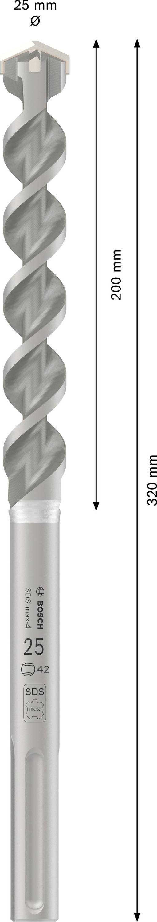 Bosch Accessories SDS max-4, 25x200x320mm 2608685868 Hammerbohrer 25 mm SDS-Max 1 St.