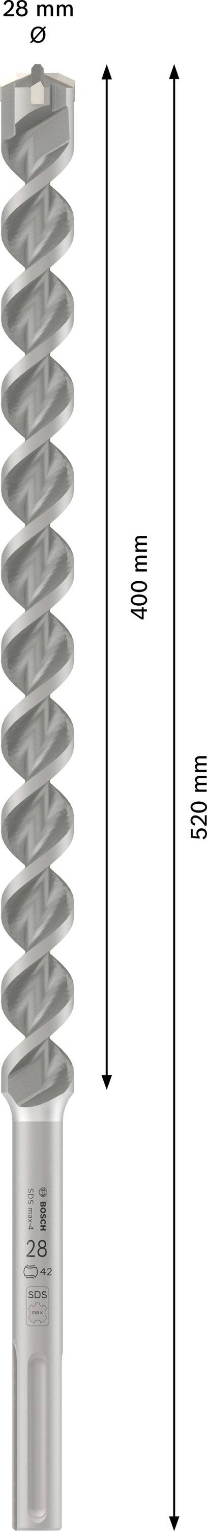 Bohrer mit einer Gesamtlänge von 165 mm, einer Arbeitslänge von 100 mm und einem Durchmesser von 6 mm