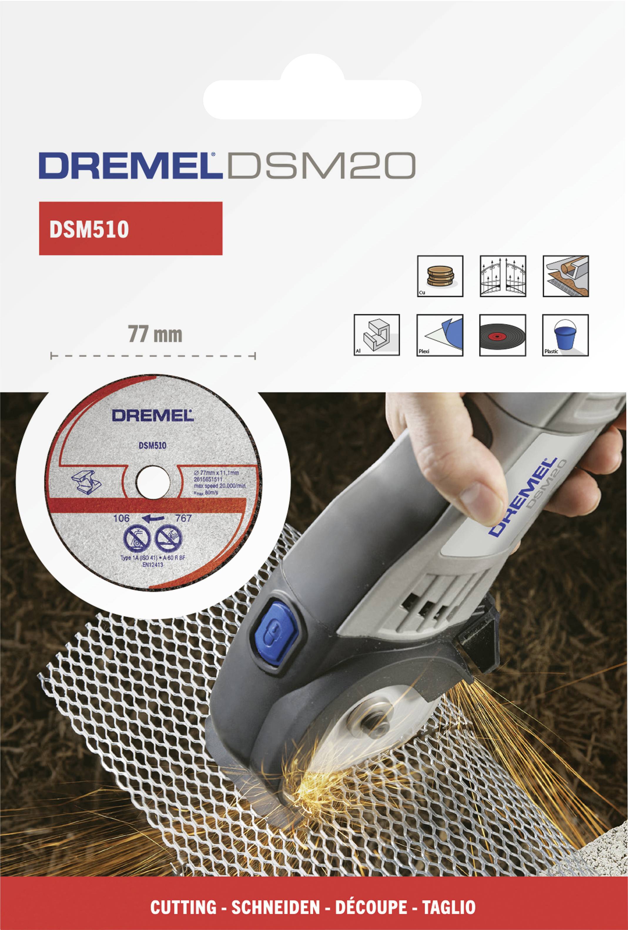 Dremel DSM510 2615S510JB Trennscheibe gerade 77mm 3 St. Aluminium, Kupfer, Gusseisen, Plexiglas, Vinyl, Kunststoff, Faser