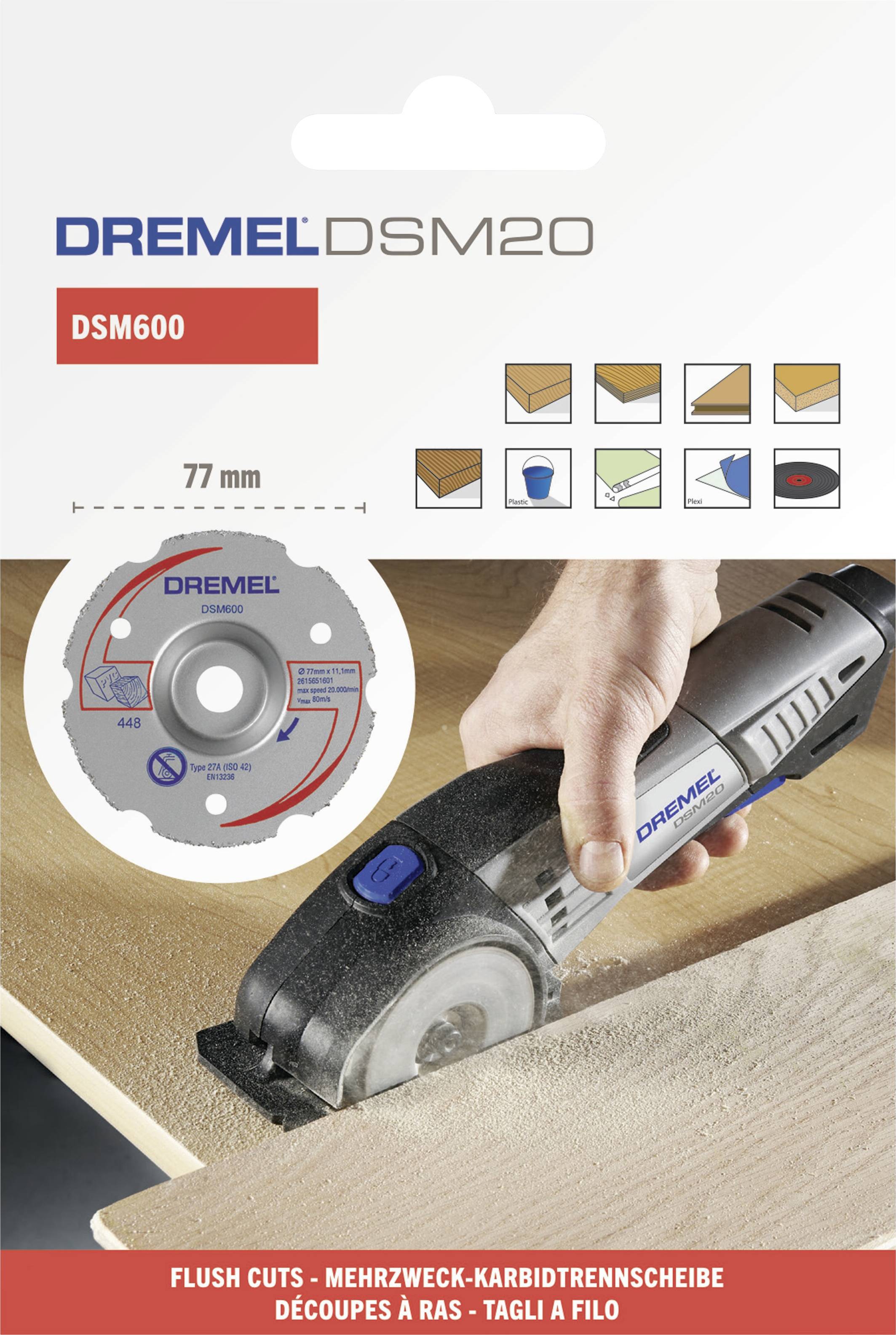 Dremel 2615S600JB Trennscheibe gekröpft 77mm 1 St. Hartholz, Weichholz, Sperrholz, Laminat, Faser, Kunststoff, Gipskarton