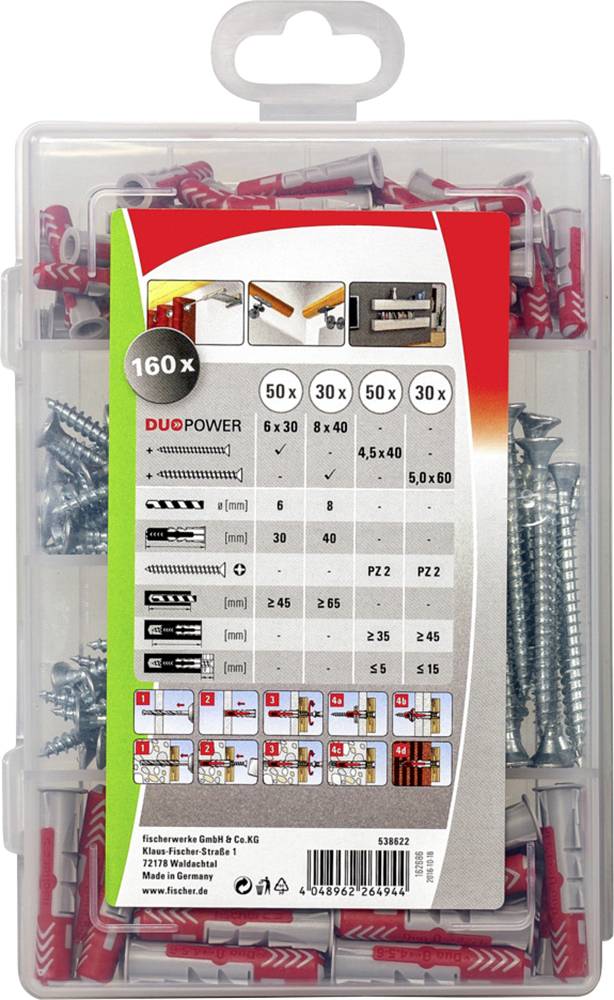 Fischer 538622 Profi-Box DUOPOWER Dübelsortiment 1 Set