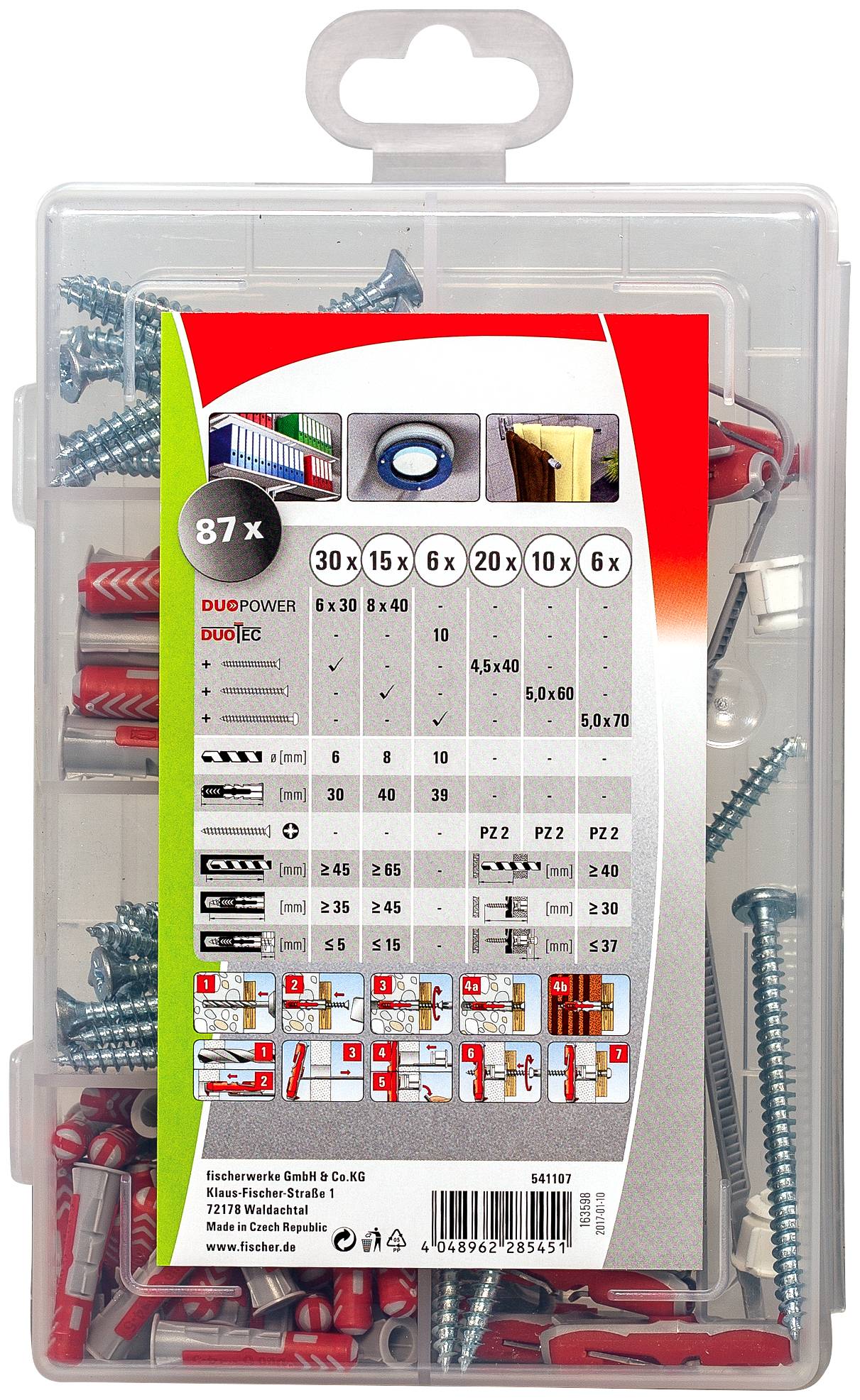 Fischer 541107 PROFI-BOX DUOPOWER-DUOTEC Dübelsortiment 1 Set