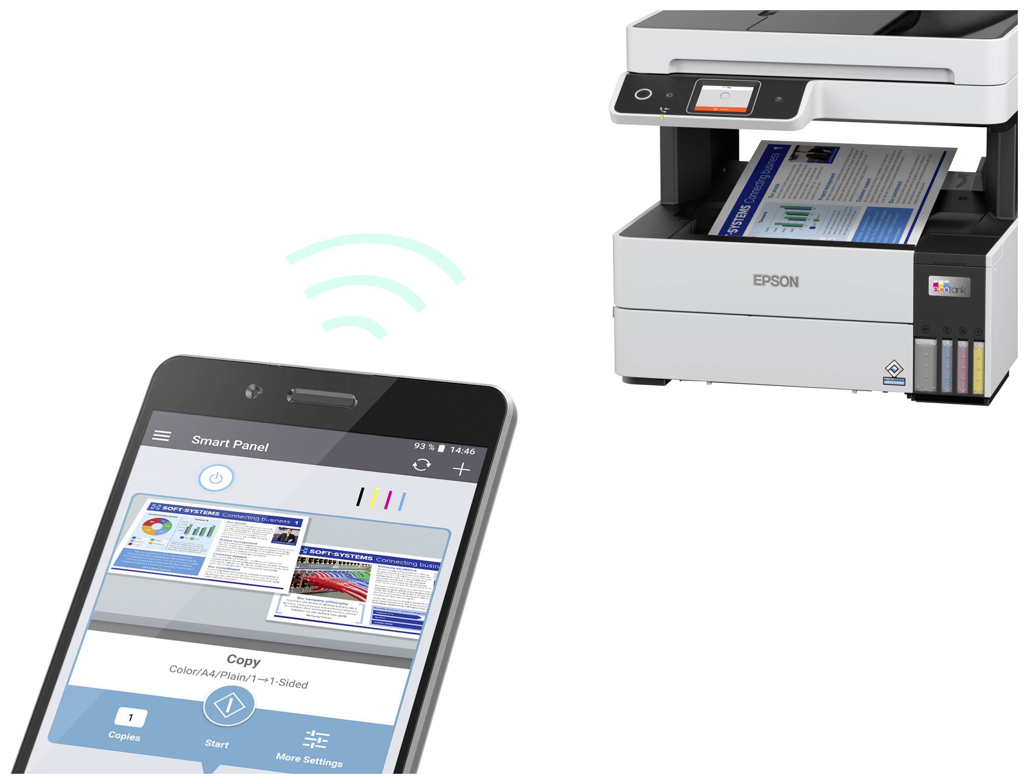 Epson EcoTank ET-5170 Multifunktionsdrucker Tintenstrahl Farbe A4, A4, A6 Drucker, Scanner, Kopierer, Fax WLAN