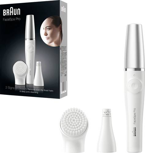 Braun FaceSpa Pro SE910 2-in-1 Beatuy-Gerät zur Gesichts-Epilation Epilierer Weiß, Silber