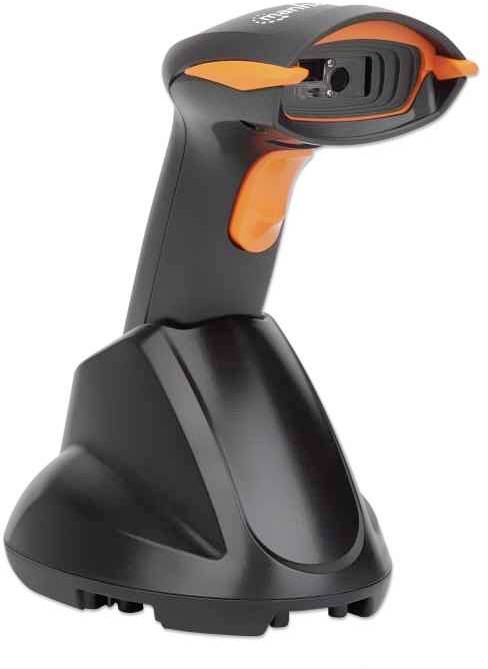 Manhattan Wireless 2D 2D Wireless Barcode-Scanner Funk 1D, 2D CCD Schwarz, Orange Hand-Scanner inkl. Standfuß USB-A