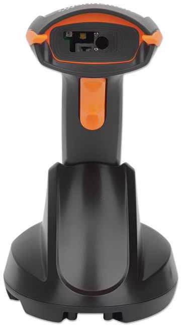 Manhattan Wireless 2D 2D Wireless Barcode-Scanner Funk 1D, 2D CCD Schwarz, Orange Hand-Scanner inkl. Standfuß USB-A