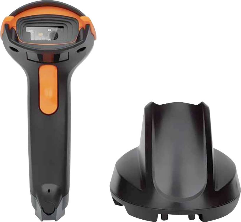 Manhattan Wireless 2D 2D Wireless Barcode-Scanner Funk 1D, 2D CCD Schwarz, Orange Hand-Scanner inkl. Standfuß USB-A