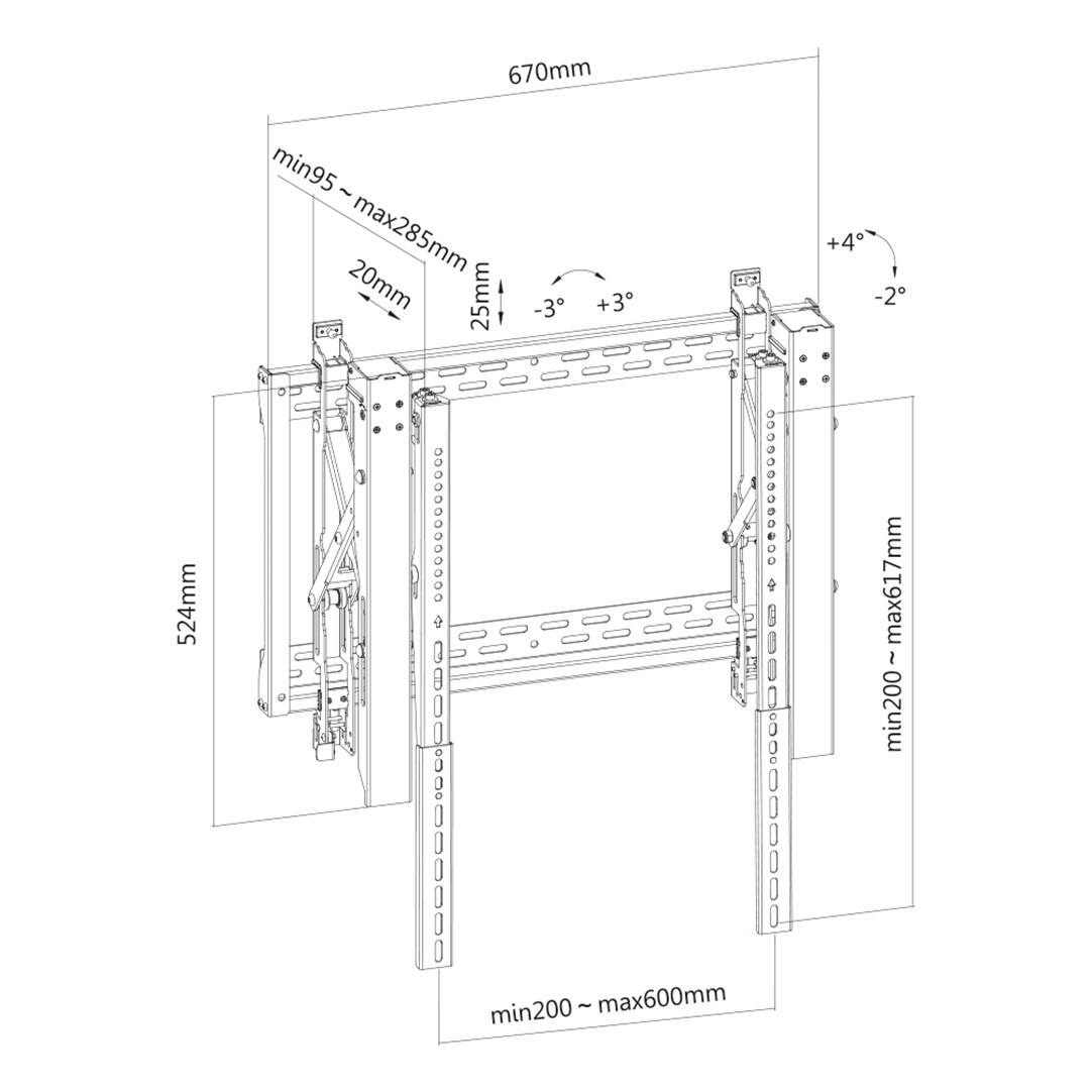 Neomounts LED-VW2500BLACK1 Videowall-Wandhalter 81,3 cm (32") - 190,5 cm (75") Ausziehbar