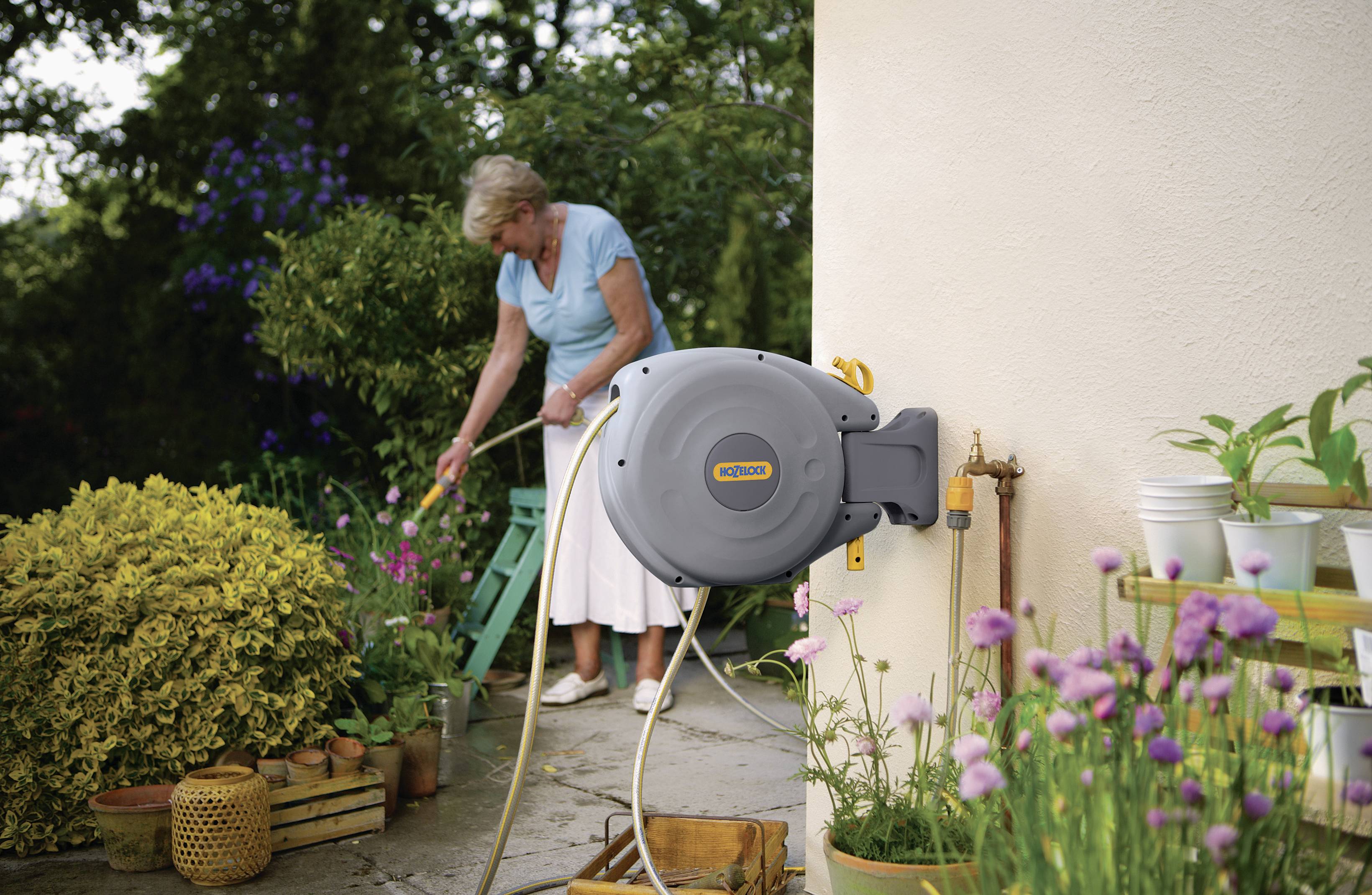 Hozelock 2485R0000 AutoReel 10m 1 St. Grau, Gelb Gartenschlauchaufroller