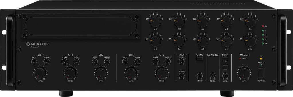 Monacor PA-6010Z ELA-Verstärker 600W 5-Kanal 10-Zonen