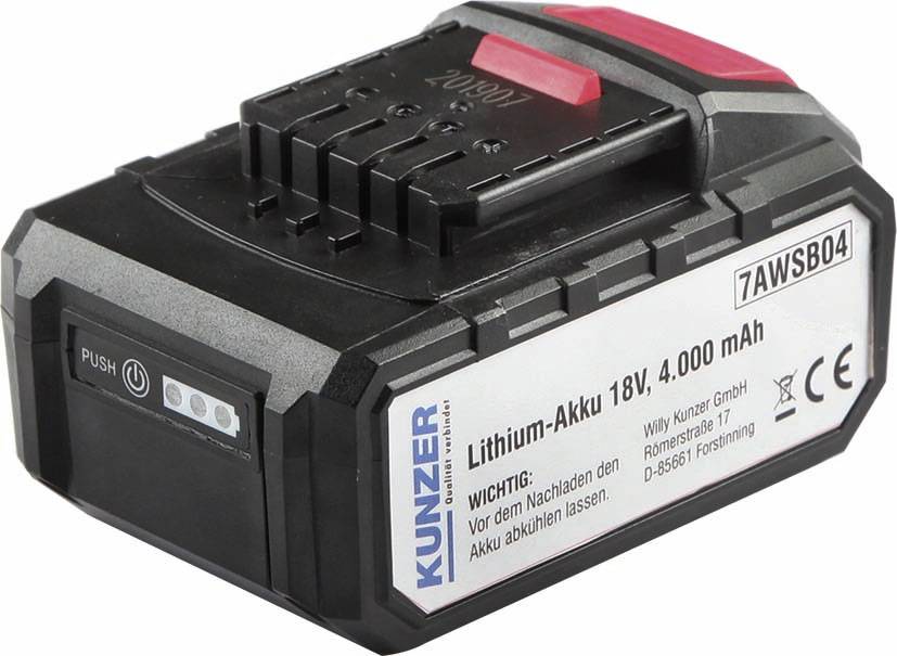 Kunzer 7AWSB04 Werkzeug-Akku 18V 4000 mAh Li-Ion