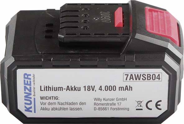Kunzer 7AWSB04 Werkzeug-Akku 18 V 4000 mAh Li-Ion