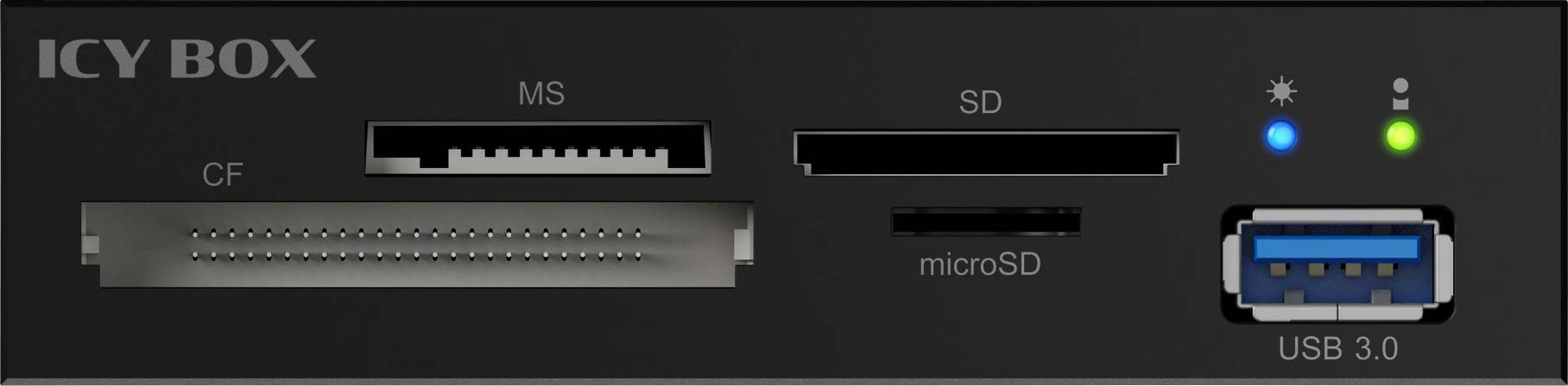 ICY BOX IB-872-i3 Einbau-Speicherkartenleser 8.9 cm (3.5") SD, microSD, USB 3.0 Schwarz