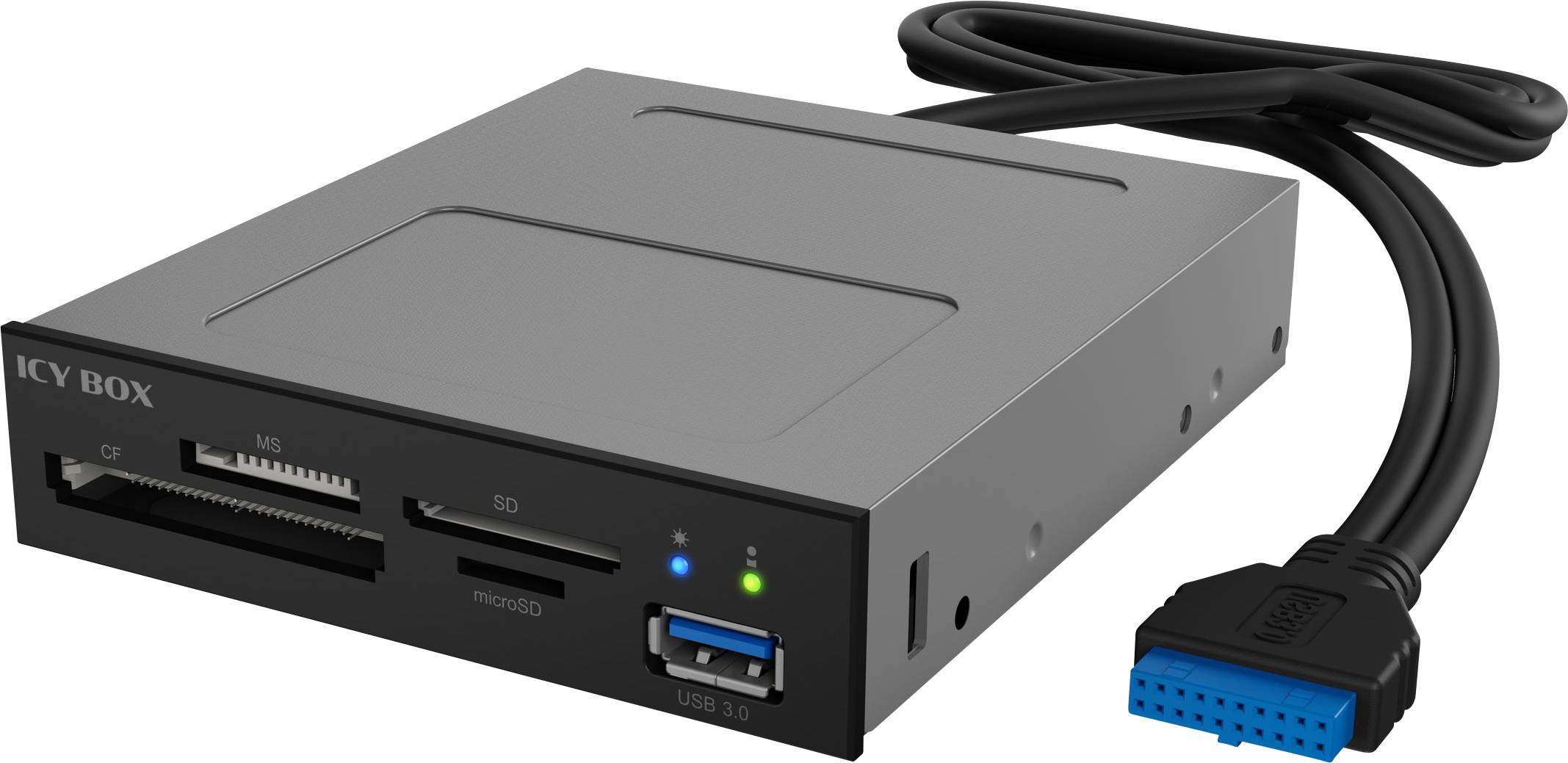 ICY BOX IB-872-i3 Einbau-Speicherkartenleser 8.9 cm (3.5") SD, microSD, USB 3.0 Schwarz