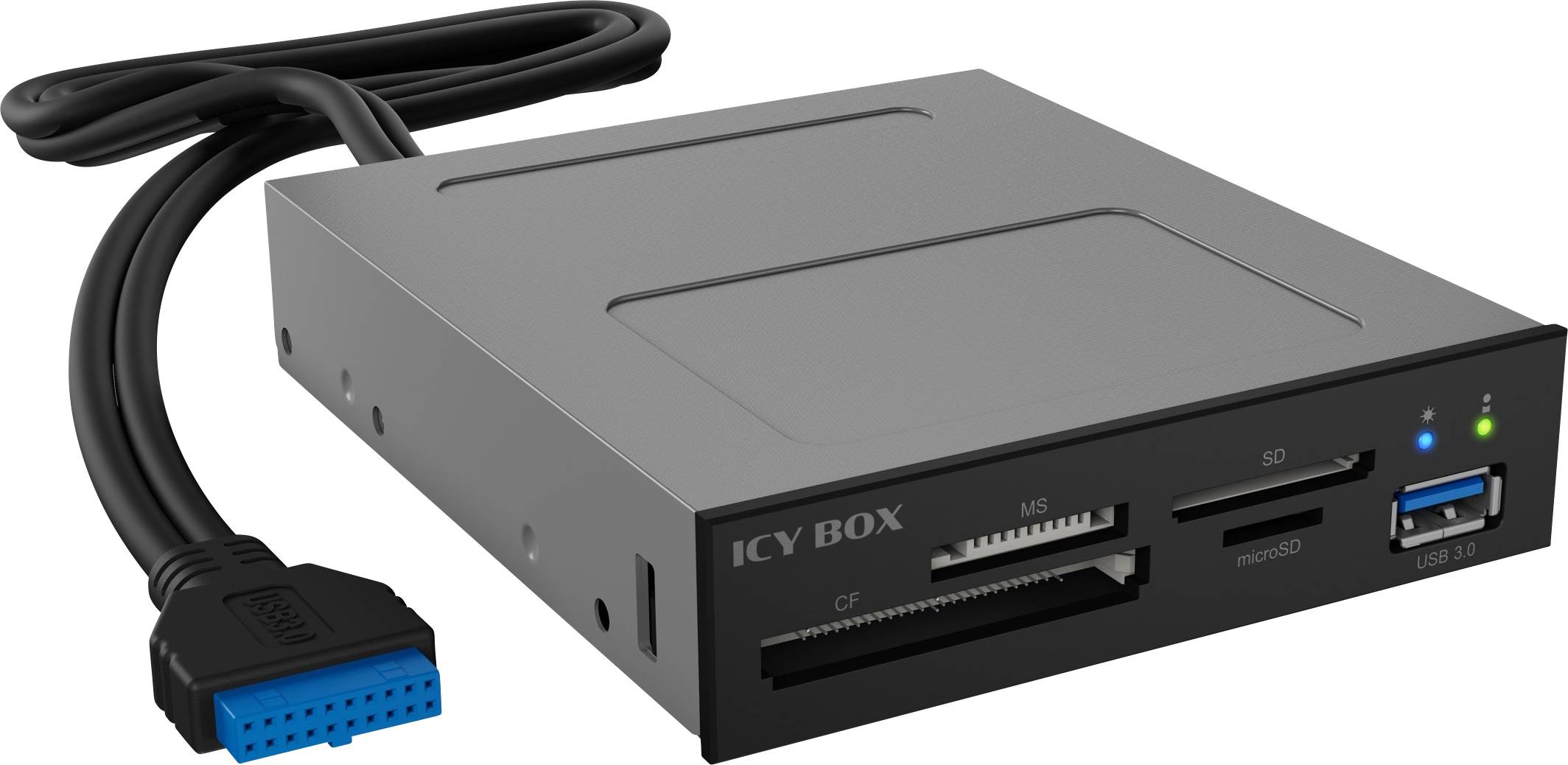 ICY BOX IB-872-i3 Einbau-Speicherkartenleser 8.9 cm (3.5") SD, microSD, USB 3.0 Schwarz