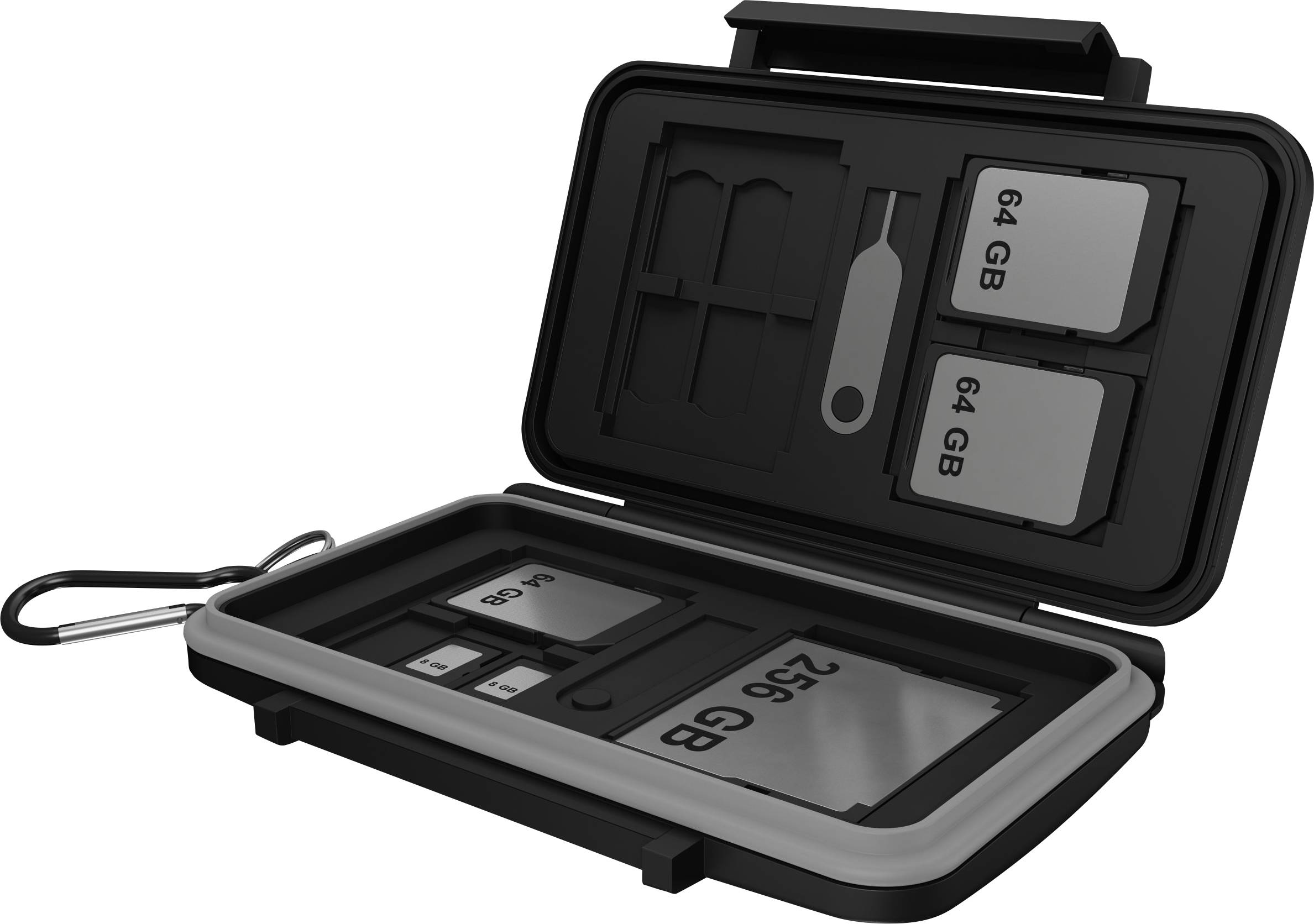 ICY BOX 60751 Speicherkarten-Tasche SD-Karte, microSD-Karte, CFast-Karte Schwarz/Grau