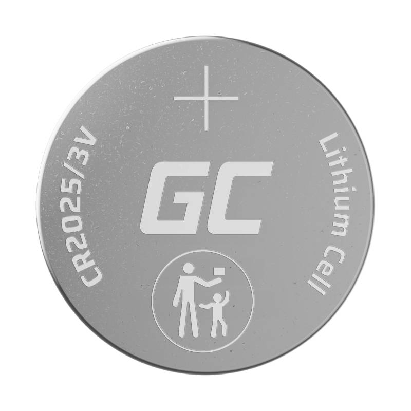 Lithium-Knopfzelle mit Aufschrift 'CR2025/3V' und Symbol einer durchgestrichenen Mülltonne.