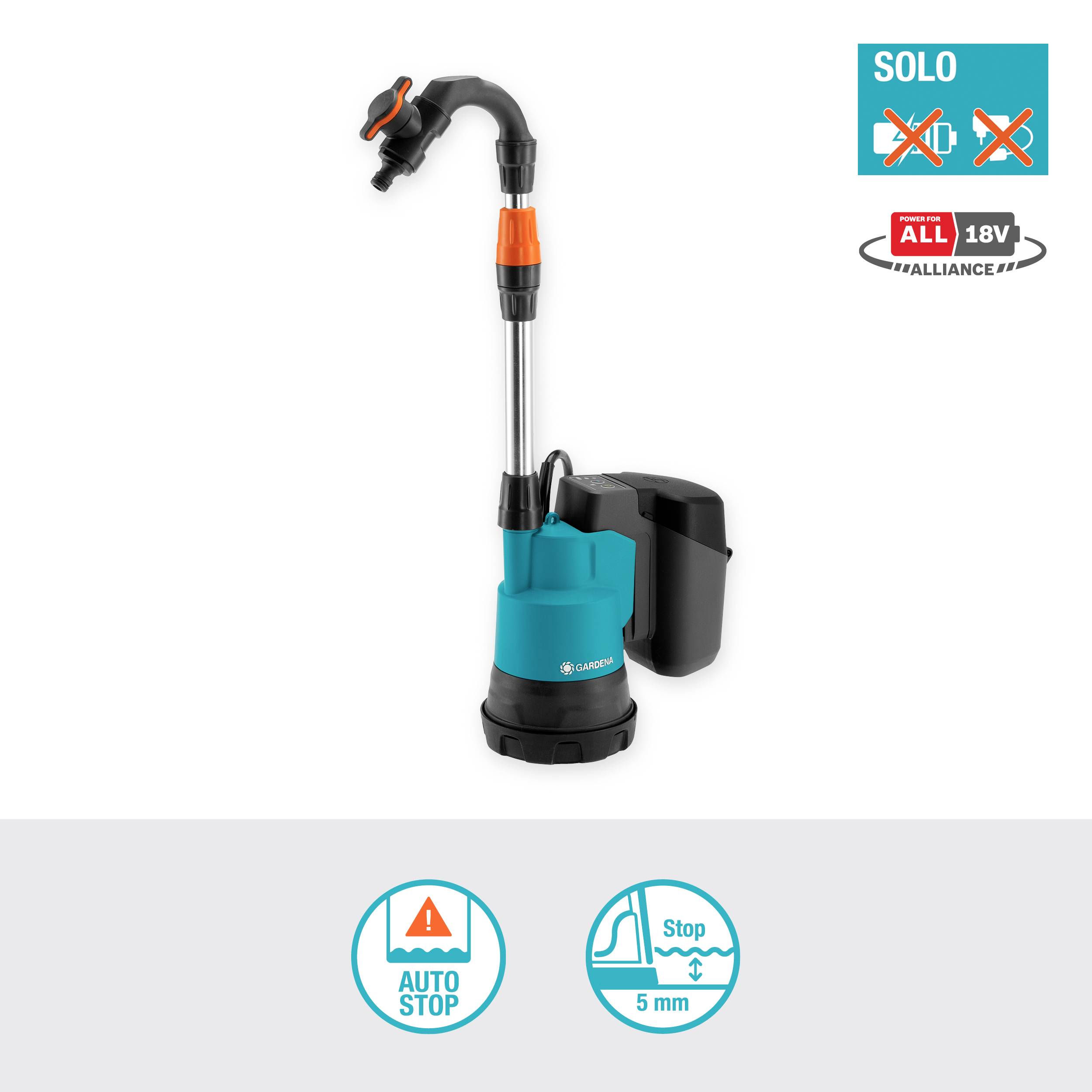 GARDENA 14602-66 2000/2 18V P4A solo Fasspumpe 2.000 l/h