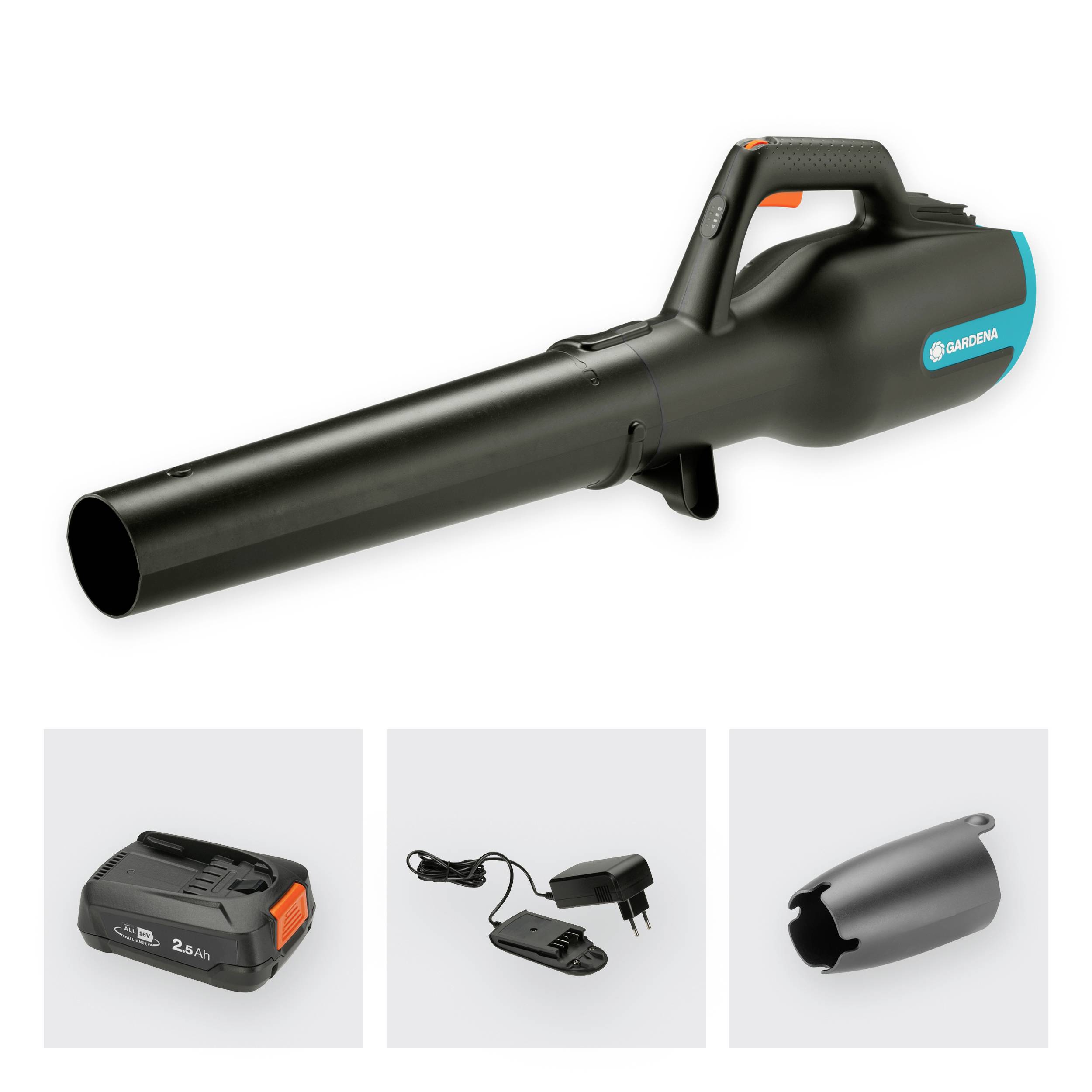 GARDENA 14890-20 PowerJet 18V P4A Ready-To-Use Set Akku Laubbläser inkl. Akku 18V