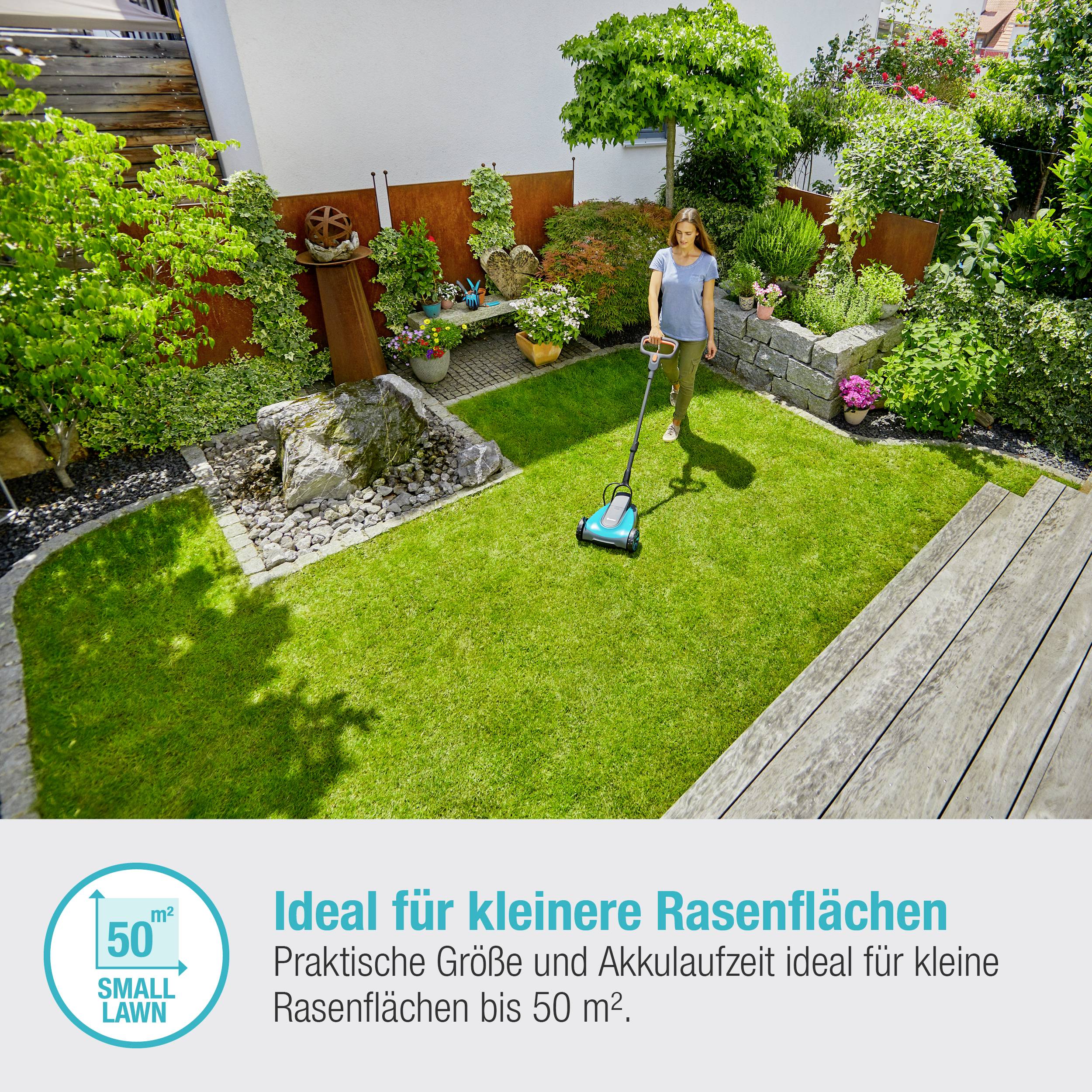 GARDENA HandyMower 22/18V P4A solo Akku Akku-Rasenmäher Mulchfunktion, ohne Akku, mit Schnitthöhenverstellung 18V Schnittbreite