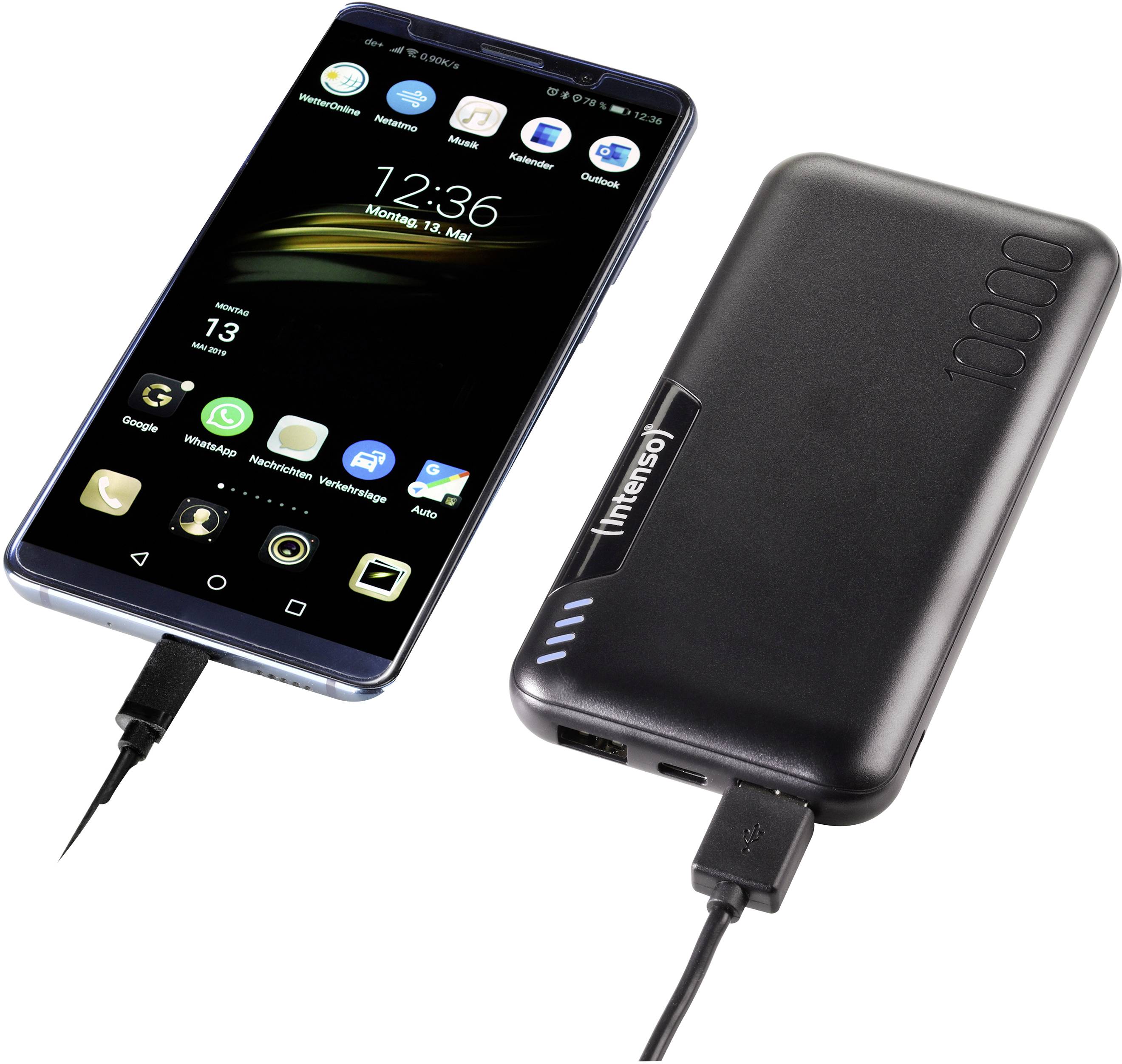 Intenso P10000 Powerbank 10000 mAh LiPo Schwarz Statusanzeige
