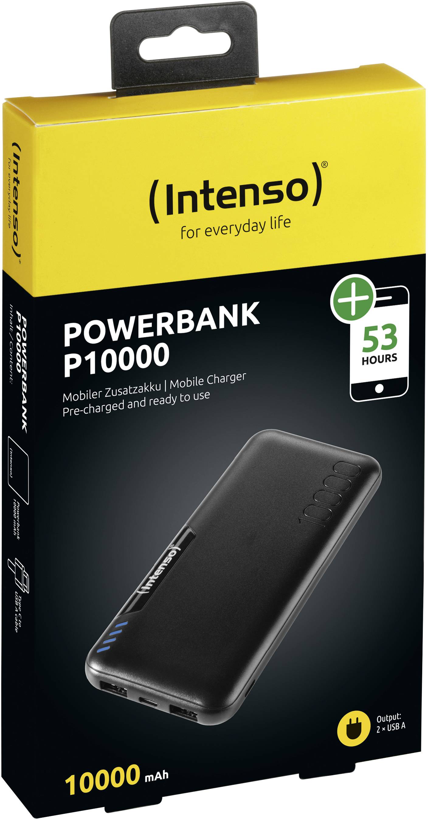 Intenso P10000 Powerbank 10000 mAh LiPo Schwarz Statusanzeige