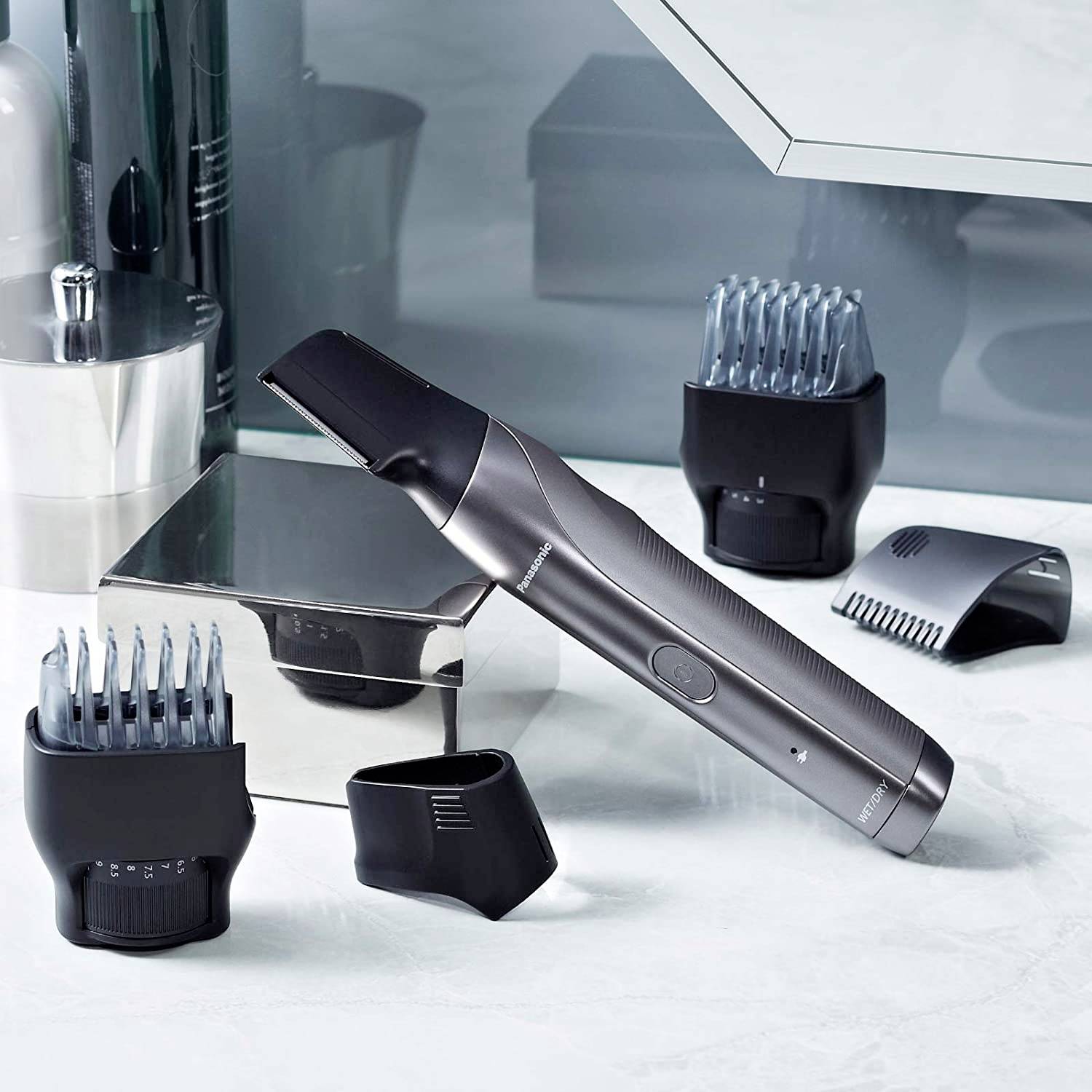 Panasonic Bartschneider, Haarschneider, Körperhaartrimmer abwaschbar Silber, Schwarz